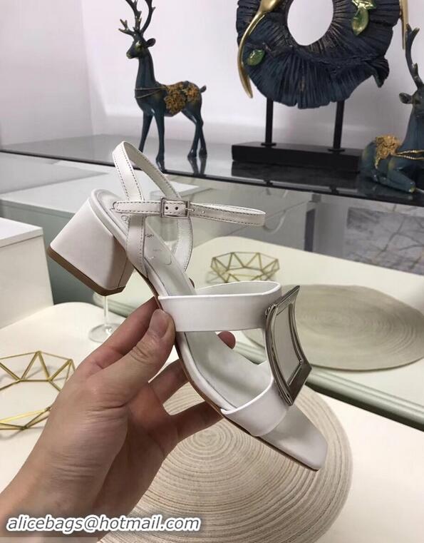 Market Sells Roger Vivier Metal Buckle Bikiviv' Heel Sandals R9504 White