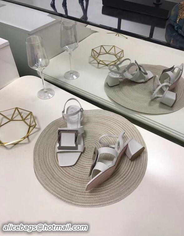 Market Sells Roger Vivier Metal Buckle Bikiviv' Heel Sandals R9504 White