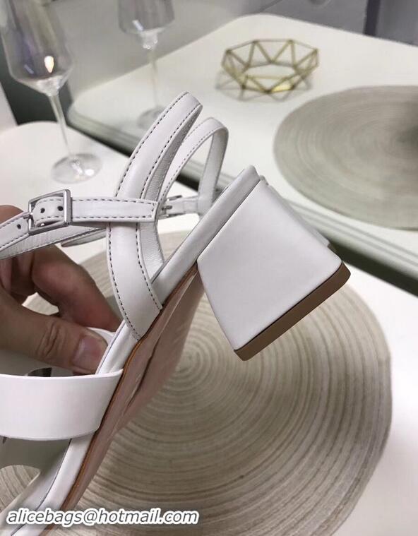 Market Sells Roger Vivier Metal Buckle Bikiviv' Heel Sandals R9504 White