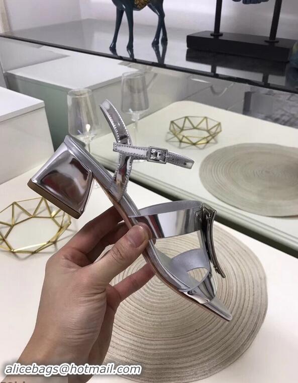 Inexpensive Roger Vivier Metal Buckle Bikiviv' Heel Sandals R9504 Silver