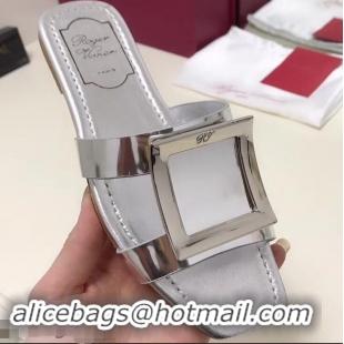 Recommended Roger Vivier Metal Buckle Bikiviv' Flat Mules R9516 Silver