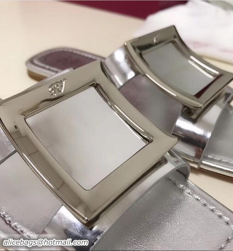 Recommended Roger Vivier Metal Buckle Bikiviv' Flat Mules R9516 Silver