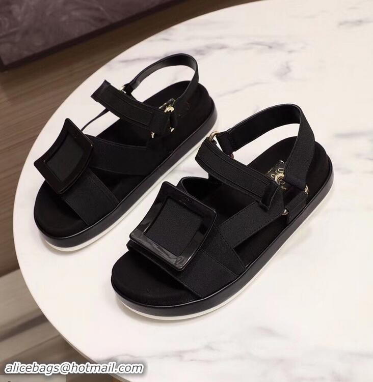 Stylish Discount Roger Vivier Bikiviv' Trekking Sandals R9519 Black 2019