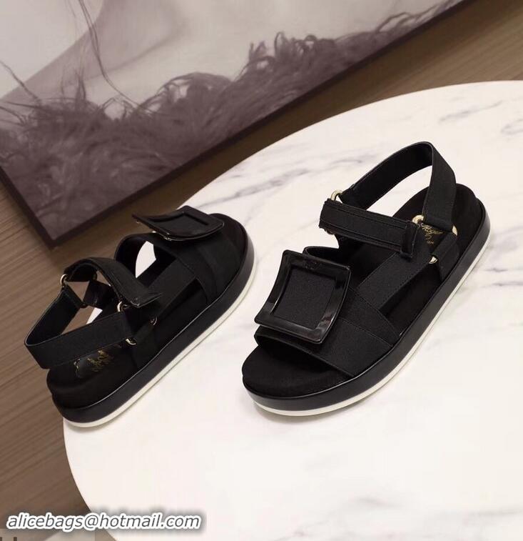 Stylish Discount Roger Vivier Bikiviv' Trekking Sandals R9519 Black 2019