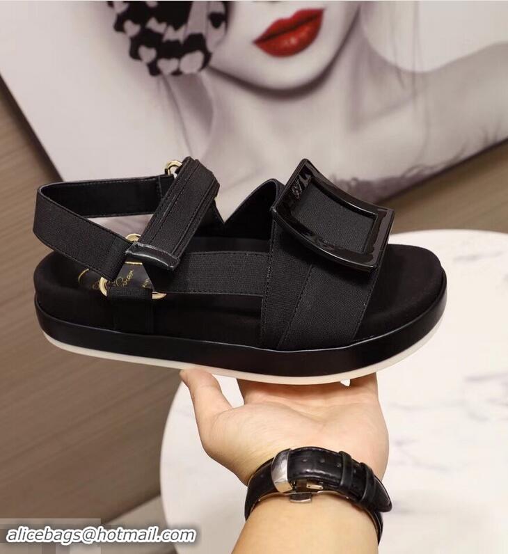 Stylish Discount Roger Vivier Bikiviv' Trekking Sandals R9519 Black 2019