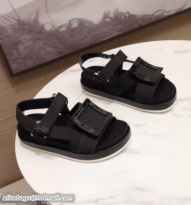 Stylish Discount Roger Vivier Bikiviv' Trekking Sandals R9519 Black 2019