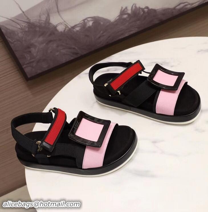 Grade Cheap Roger Vivier Bikiviv' Trekking Sandals R9519 Black/Pink 2019