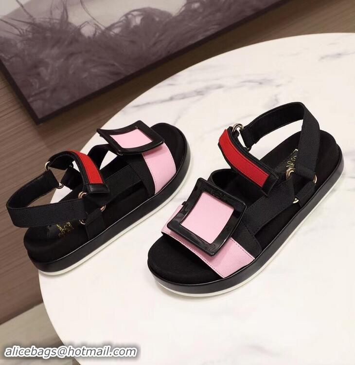 Grade Cheap Roger Vivier Bikiviv' Trekking Sandals R9519 Black/Pink 2019