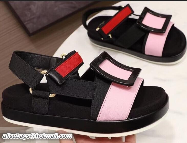 Grade Cheap Roger Vivier Bikiviv' Trekking Sandals R9519 Black/Pink 2019