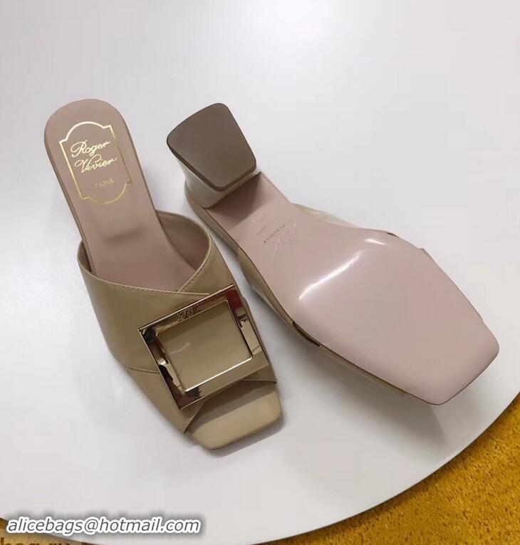 Grade Bulk Roger Vivier Heel 4.5cm Patent Leather Tres Vivier Mules R9524 Nude 2019