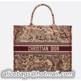 Spot Bulk DIOR BOOK TOTE BAG TOILE DE JOUY M1286ZT Oxblood Red