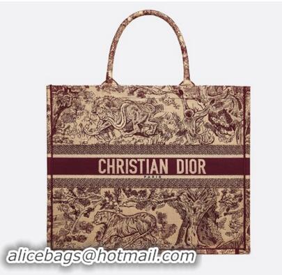 Spot Bulk DIOR BOOK TOTE BAG TOILE DE JOUY M1286ZT Oxblood Red