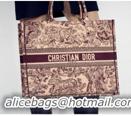 Spot Bulk DIOR BOOK TOTE BAG TOILE DE JOUY M1286ZT Oxblood Red