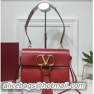 Fashion Valentino Smooth Calfskin Small VRing Shoulder Bag 181685 Red