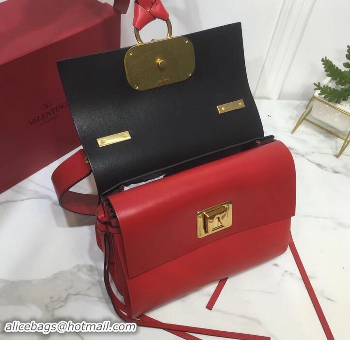 Fashion Valentino Smooth Calfskin Small VRing Shoulder Bag 181685 Red