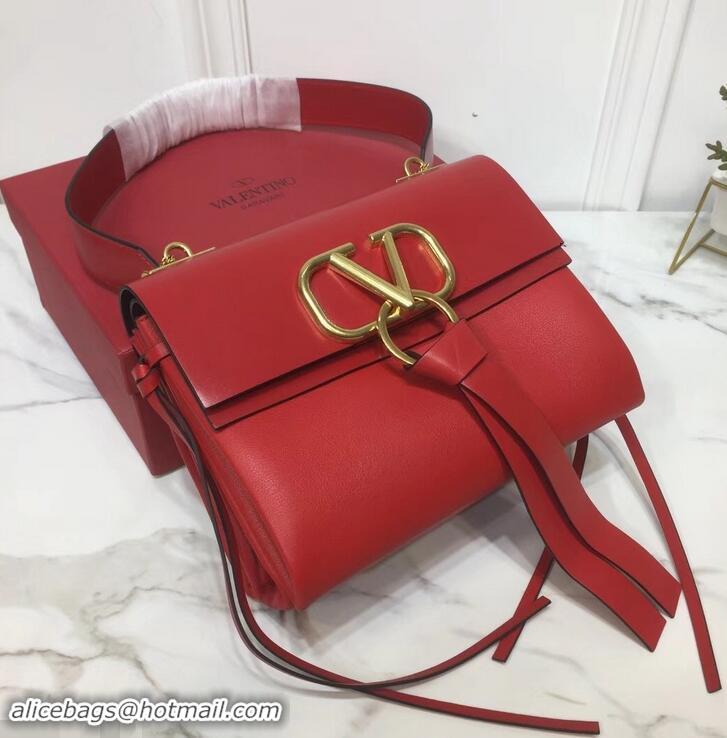 Fashion Valentino Smooth Calfskin Small VRing Shoulder Bag 181685 Red