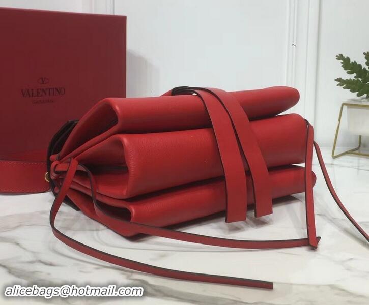 Fashion Valentino Smooth Calfskin Small VRing Shoulder Bag 181685 Red