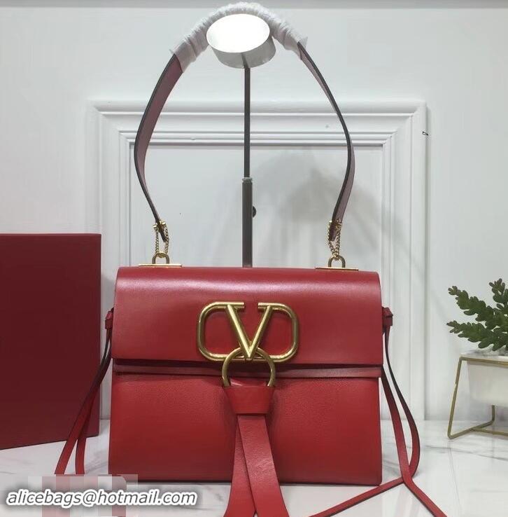 Fashion Valentino Smooth Calfskin Small VRing Shoulder Bag 181685 Red