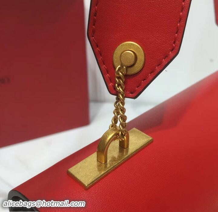 Elegant Valentino Smooth Calfskin Small VRing Shoulder Bag 181685 Red/Burgundy 2019