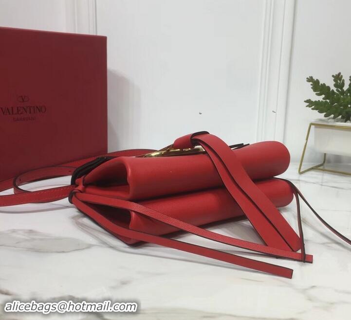 Luxury Valentino Smooth Calfskin Small VRing Crossbody Bag 181688 Red 2019