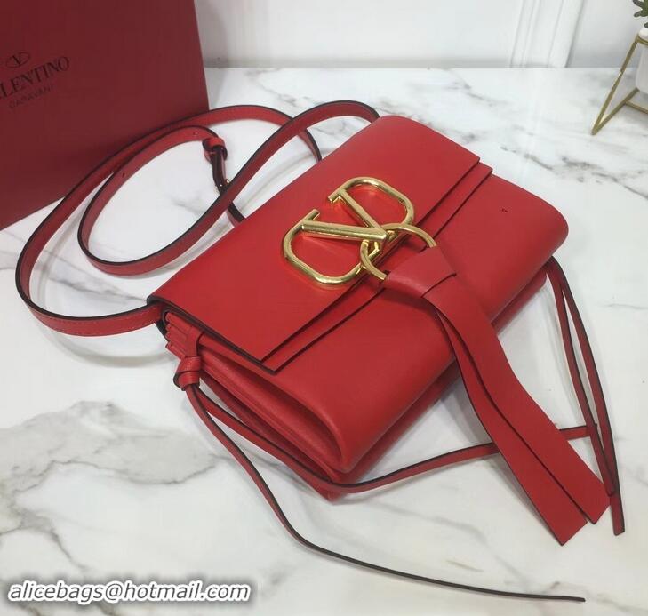 Luxury Valentino Smooth Calfskin Small VRing Crossbody Bag 181688 Red 2019