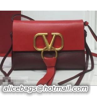 Best Price Valentino Smooth Calfskin Small VRing Crossbody Bag 181688 Red/Burgundy 2019