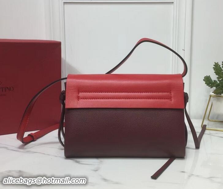 Best Price Valentino Smooth Calfskin Small VRing Crossbody Bag 181688 Red/Burgundy 2019