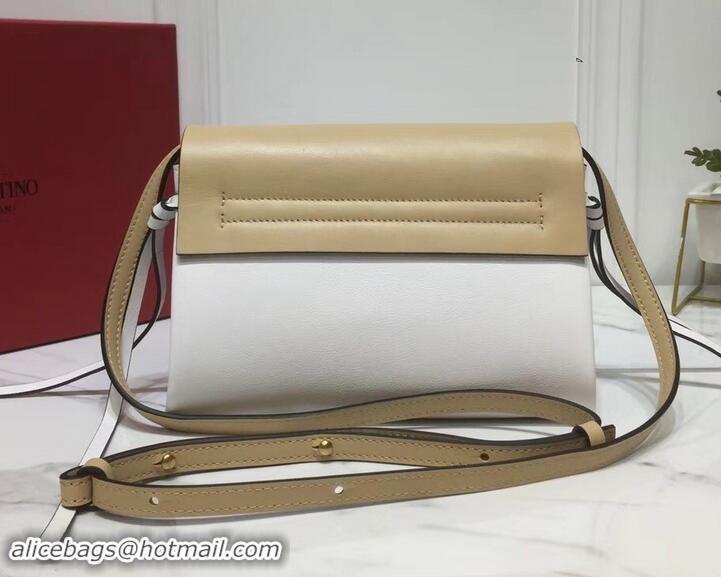 Good Product Valentino Smooth Calfskin Small VRing Crossbody Bag 181688 Beige/White 2019