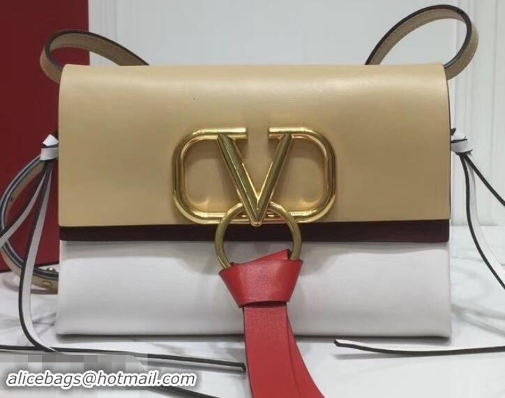 Good Product Valentino Smooth Calfskin Small VRing Crossbody Bag 181688 Beige/White 2019