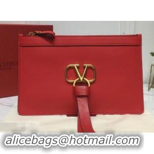 Trendy Design Valentino Calfskin VLOGO Pouch Clutch Bag 181690 Red 2019