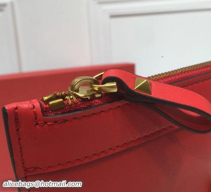 Trendy Design Valentino Calfskin VLOGO Pouch Clutch Bag 181690 Red 2019