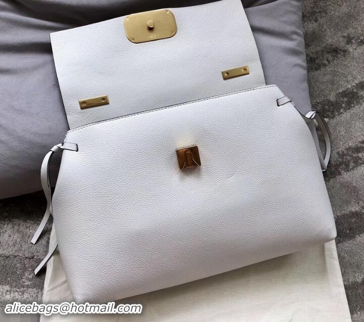 Discount Valentino Medium VRING Grainy Calfskin Chain Shoulder Bag 181695 White 2019