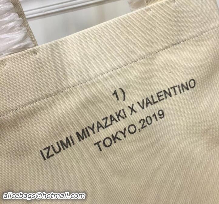 New Fashion Valentino Canvas Shopper Tote Bag Attractive Feature Print in Collaboration with Izumi Miyazaki 181623 2019