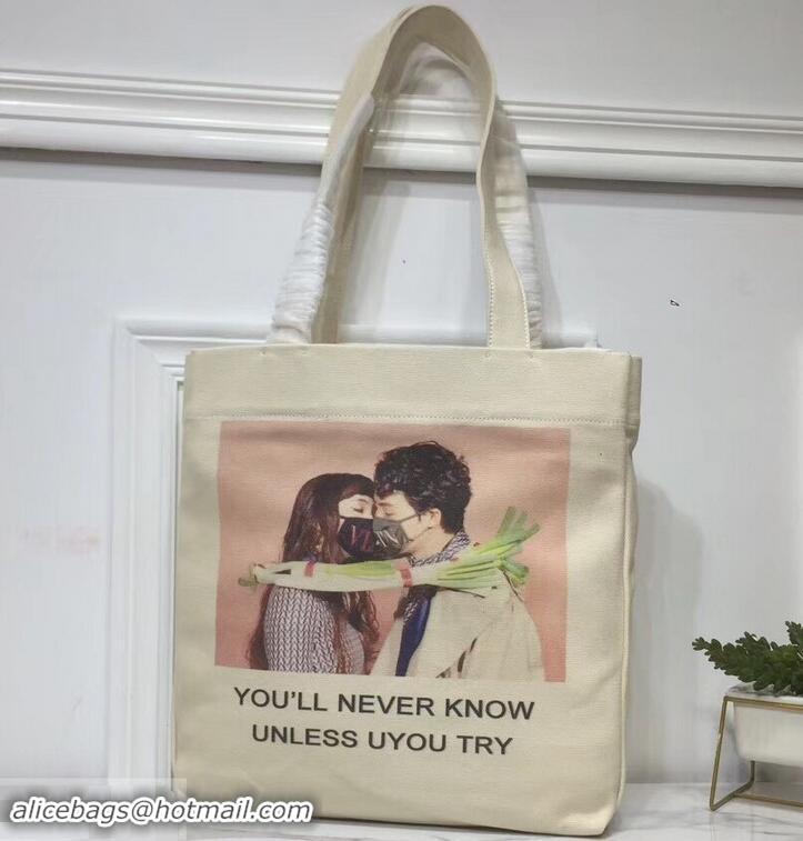 Luxury Valentino Canvas Shopper Tote Bag You'll never know unless you try Print in Collaboration with Izumi Miyazaki 181