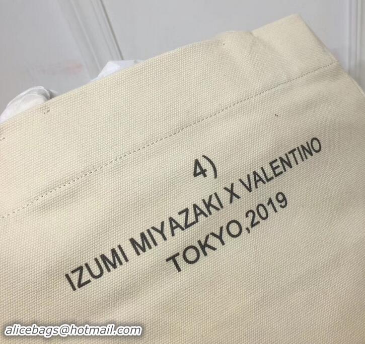 Luxury Valentino Canvas Shopper Tote Bag You'll never know unless you try Print in Collaboration with Izumi Miyazaki 181