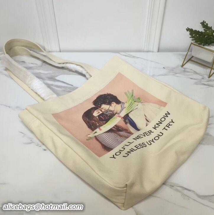 Luxury Valentino Canvas Shopper Tote Bag You'll never know unless you try Print in Collaboration with Izumi Miyazaki 181