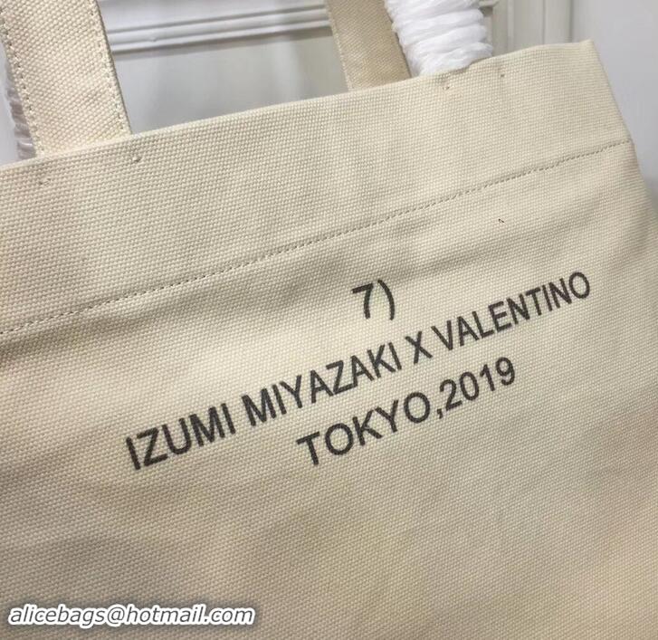 Luxury Valentino Canvas Shopper Tote Bag Identity Print in Collaboration with Izumi Miyazaki 181625 2019