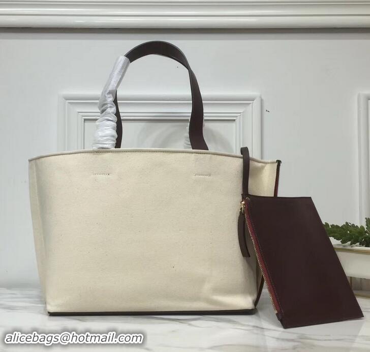 Best Quality Valentino Canvas VLOGO Escape Shopper Tote Bag 181628 Creamy/Burgundy 2019