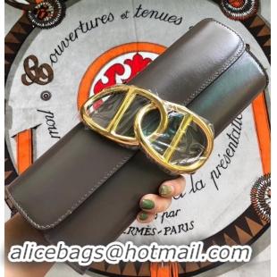 Reproduction hermes egee clutch in original swift leather dark gray with gold hardware H945101