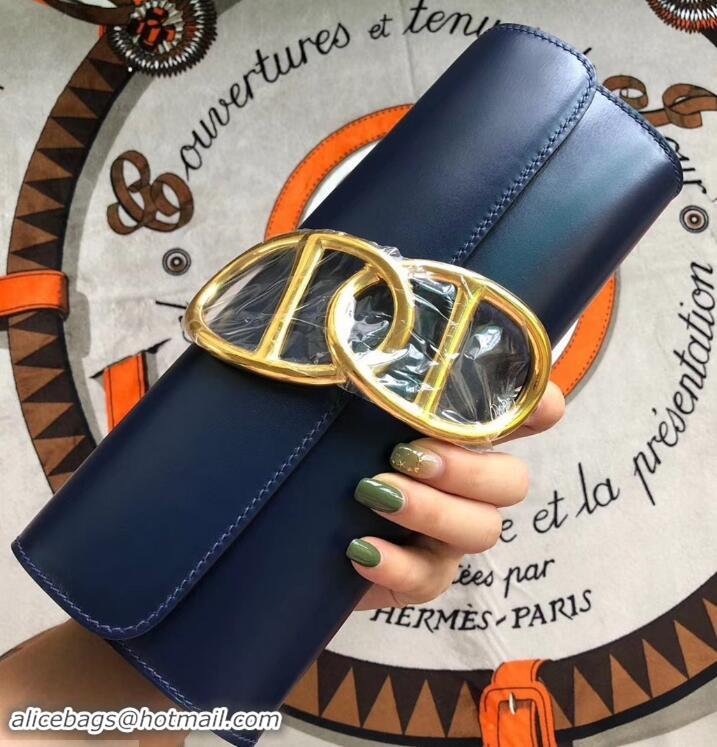 Stylish hermes egee clutch in original swift leather black with gold hardware H945102