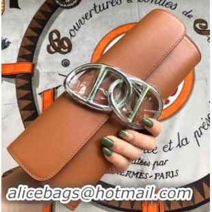 Classic Specials hermes egee clutch in original swift leather camel with silver hardware H945104