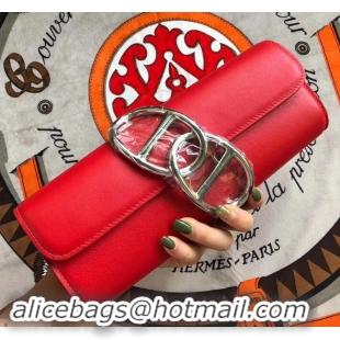 Hot Style hermes egee clutch in original swift leather red with silver hardware H945105