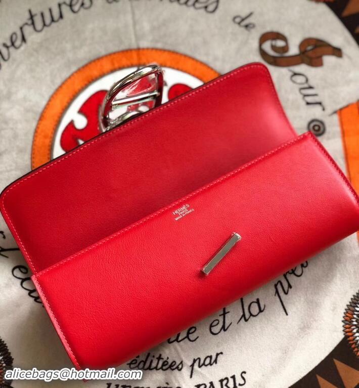 Hot Style hermes egee clutch in original swift leather red with silver hardware H945105