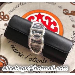 Purchase hermes egee clutch in original swift leather black with silver hardware H945105