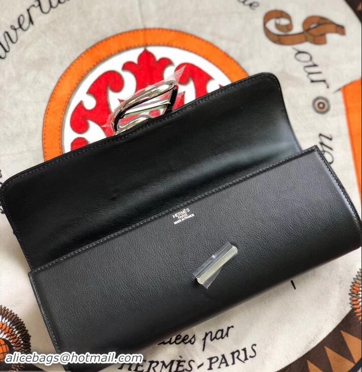 Purchase hermes egee clutch in original swift leather black with silver hardware H945105