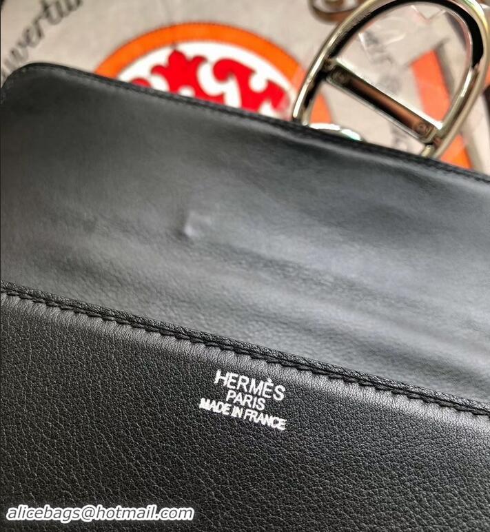 Purchase hermes egee clutch in original swift leather black with silver hardware H945105