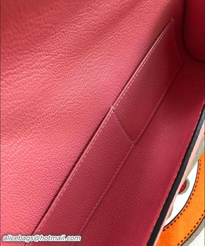 Stylish hermes egee clutch in original epsom leather pink with silver hardware H945105