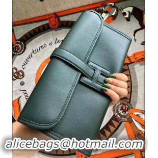 Luxury Hermes Jige Elan 29 Swift Clutch Bag H945111 dark green