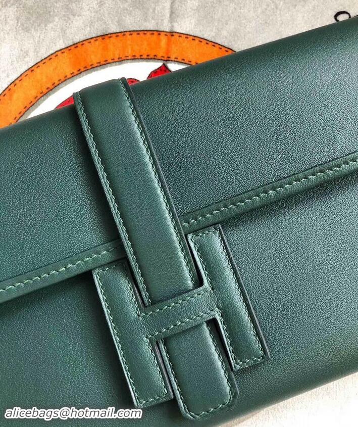 Luxury Hermes Jige Elan 29 Swift Clutch Bag H945111 dark green