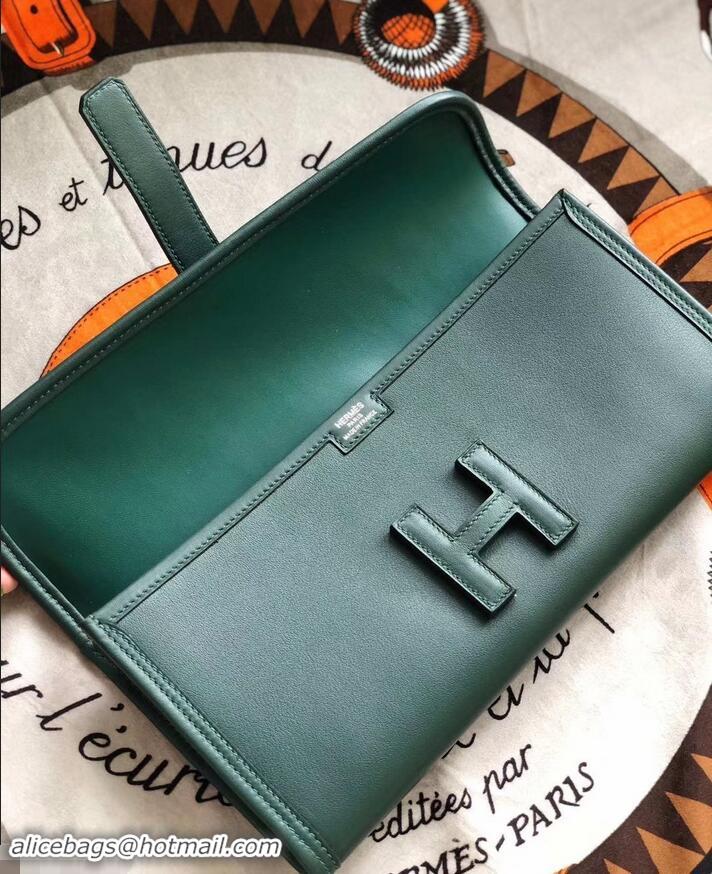 Luxury Hermes Jige Elan 29 Swift Clutch Bag H945111 dark green